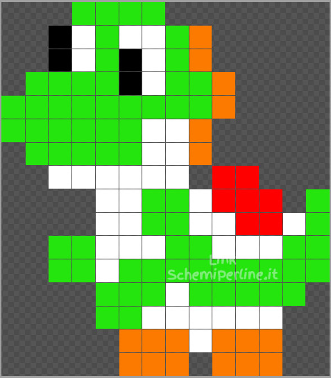 Yoshi schema gratis perline da stirare Pyssla e Hama Beads 14x16